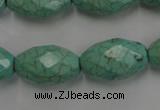 CWB484 15.5 inches 12*20mm faceted rice howlite turquoise beads