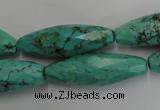 CWB487 15.5 inches 10*30mm faceted rice howlite turquoise beads