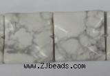 CWB62 15.5 inches 25*25mm wavy square natural white howlite beads