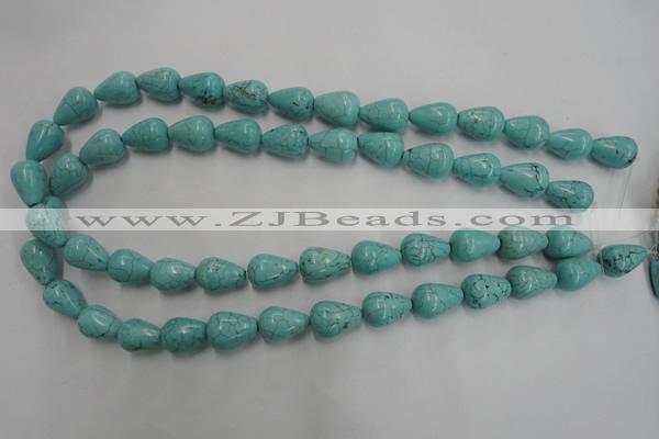 CWB676 15.5 inches 10*15mm teardrop howlite turquoise beads wholesale