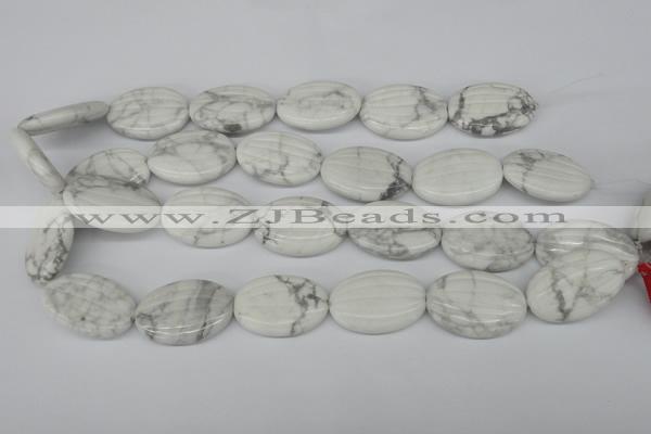 CWB68 15.5 inches 20*30mm carved oval natural white howlite beads