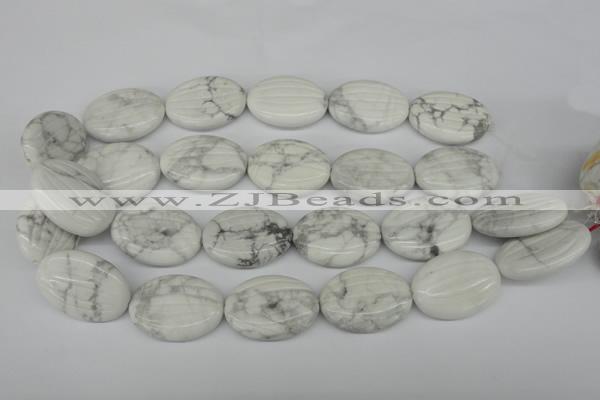 CWB69 15.5 inches 25*35mm carved oval natural white howlite beads