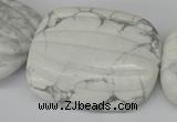 CWB72 15.5 inches 30*40mm carved rectangle natural white howlite beads