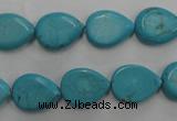 CWB722 15.5 inches 10*14mm flat teardrop howlite turquoise beads