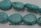 CWB724 15.5 inches 13*18mm flat teardrop howlite turquoise beads