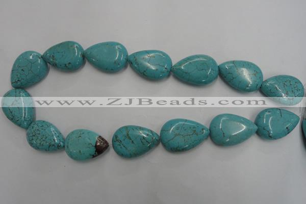 CWB728 15.5 inches 20*30mm flat teardrop howlite turquoise beads