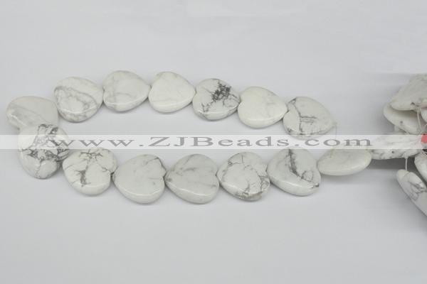 CWB76 15.5 inches 30*30mm heart natural white howlite beads