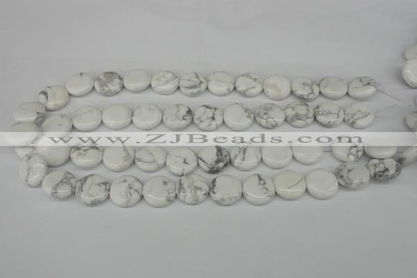 CWB77 15.5 inches 16mm flat round natural white howlite beads