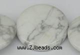 CWB78 15.5 inches 40mm flat round natural white howlite beads