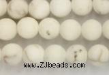 CWB811 15.5 inches 4mm round matte white howlite turquoise beads