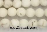 CWB811 15.5 inches 4mm round matte white howlite turquoise beads