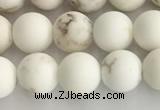 CWB812 15.5 inches 6mm round matte white howlite turquoise beads