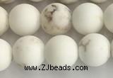 CWB813 15.5 inches 8mm round matte white howlite turquoise beads