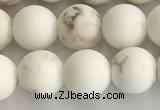 CWB813 15.5 inches 8mm round matte white howlite turquoise beads