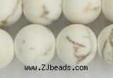 CWB815 15.5 inches 12mm round matte white howlite turquoise beads
