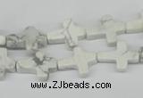 CWB88 15.5 inches 12*15mm cross natural white howlite beads