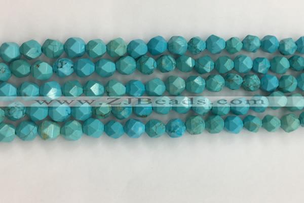 CWB889 15.5 inches 6mm faceted nuggets howlite turquoise beads