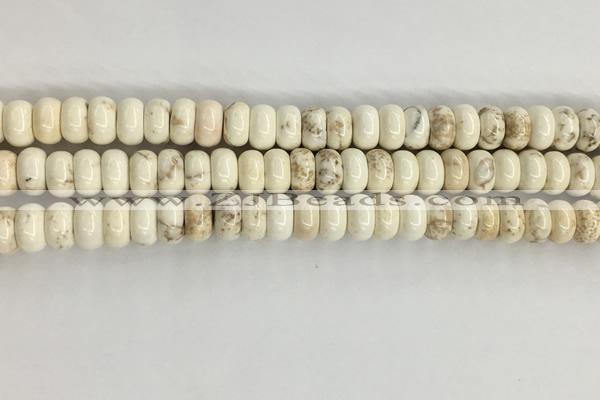 CWB896 15.5 inches 5*8mm rondelle white howlite turquoise beads