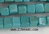 CWB909 15.5 inches 4*4mm cube howlite turquoise beads wholesale