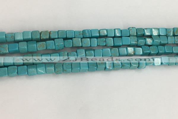 CWB909 15.5 inches 4*4mm cube howlite turquoise beads wholesale