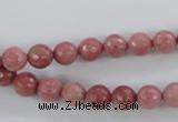 CWF01 15.5 inches 6mm faceted round pink wooden fossil jasper beads