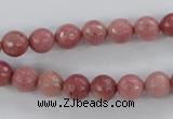 CWF02 15.5 inches 8mm faceted round pink wooden fossil jasper beads