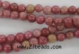 CWF11 15.5 inches 6mm round pink wooden fossil jasper beads wholesale