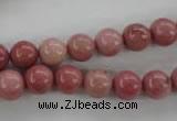 CWF12 15.5 inches 8mm round pink wooden fossil jasper beads wholesale