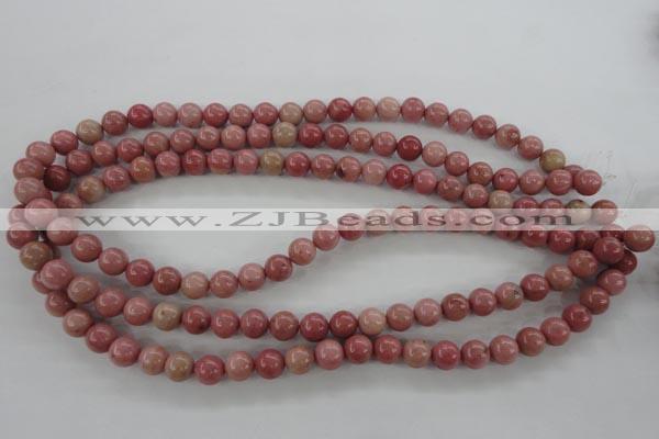 CWF12 15.5 inches 8mm round pink wooden fossil jasper beads wholesale