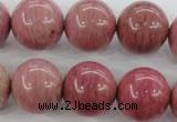 CWF18 15.5 inches 18mm round pink wooden fossil jasper beads wholesale