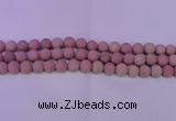 CWF20 15.5 inches 4mm round matte pink wooden fossil jasper beads