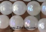 CWH61 15.5 inches 8mm faceted round AB-color white jade beads