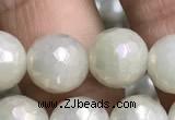 CWH72 15.5 inches 10mm faceted round AB-color white jade beads