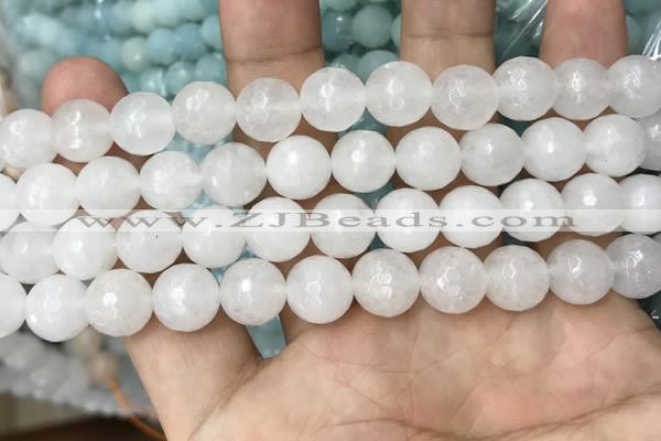 CWH79 15.5 inches 10mm faceted round white jade beads wholesale