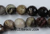 CWJ214 15.5 inches 12mm faceted round wood jasper gemstone beads