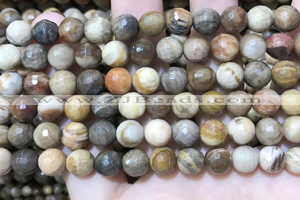 CWJ452 15.5 inches 8mm faceted round wood jasper beads wholesale