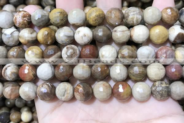 CWJ453 15.5 inches 10mm faceted round wood jasper beads wholesale