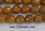 CWJ469 15.5 inches 6mm faceted round yellow petrified wood jasper beads