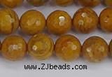 CWJ470 15.5 inches 8mm faceted round yellow petrified wood jasper beads