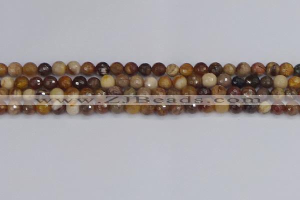CWJ476 15.5 inches 6mm faceted round wood jasper gemstone beads