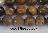 CWJ477 15.5 inches 8mm faceted round wood jasper gemstone beads