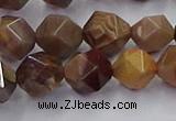 CWJ492 15.5 inches 10mm faceted nuggets wood jasper beads