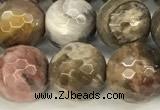 CWJ612 15 inches 8mm faceted round wooden jasper gemstone beads