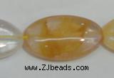 CYC04 15.5 inches 20*35mm oval yellow crystal quartz beads