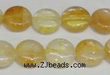 CYC05 15.5 inches 16mm flat round yellow crystal quartz beads