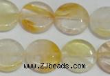 CYC06 15.5 inches 20mm flat round yellow crystal quartz beads