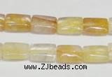 CYC08 15.5 inches 10*14mm rectangle yellow crystal quartz beads