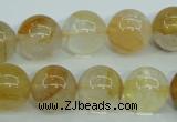 CYC105 15.5 inches 14mm round yellow crystal quartz beads