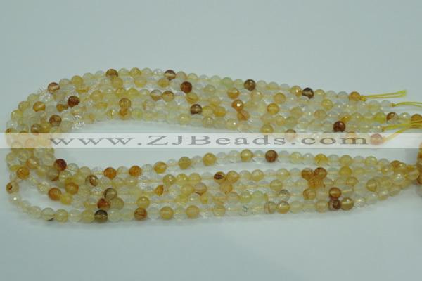 CYC112 15.5 inches 6mm faceted round yellow crystal quartz beads