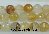 CYC114 15.5 inches 10mm faceted round yellow crystal quartz beads